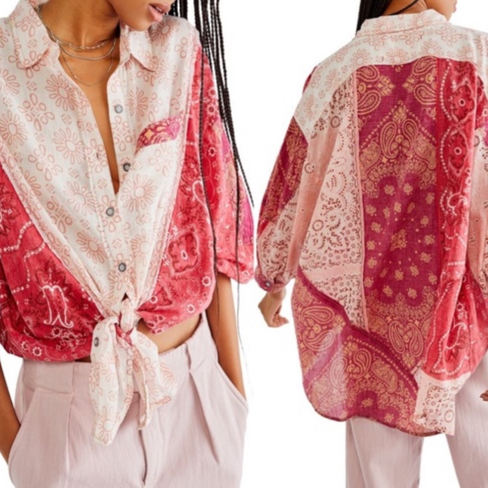 Free People Sun Valley button down top L NWT